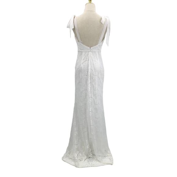 LULU'S S White Romantically Entwined Lace Backless Mermaid Maxi Dress NEW 0B16 - Picture 4 of 11